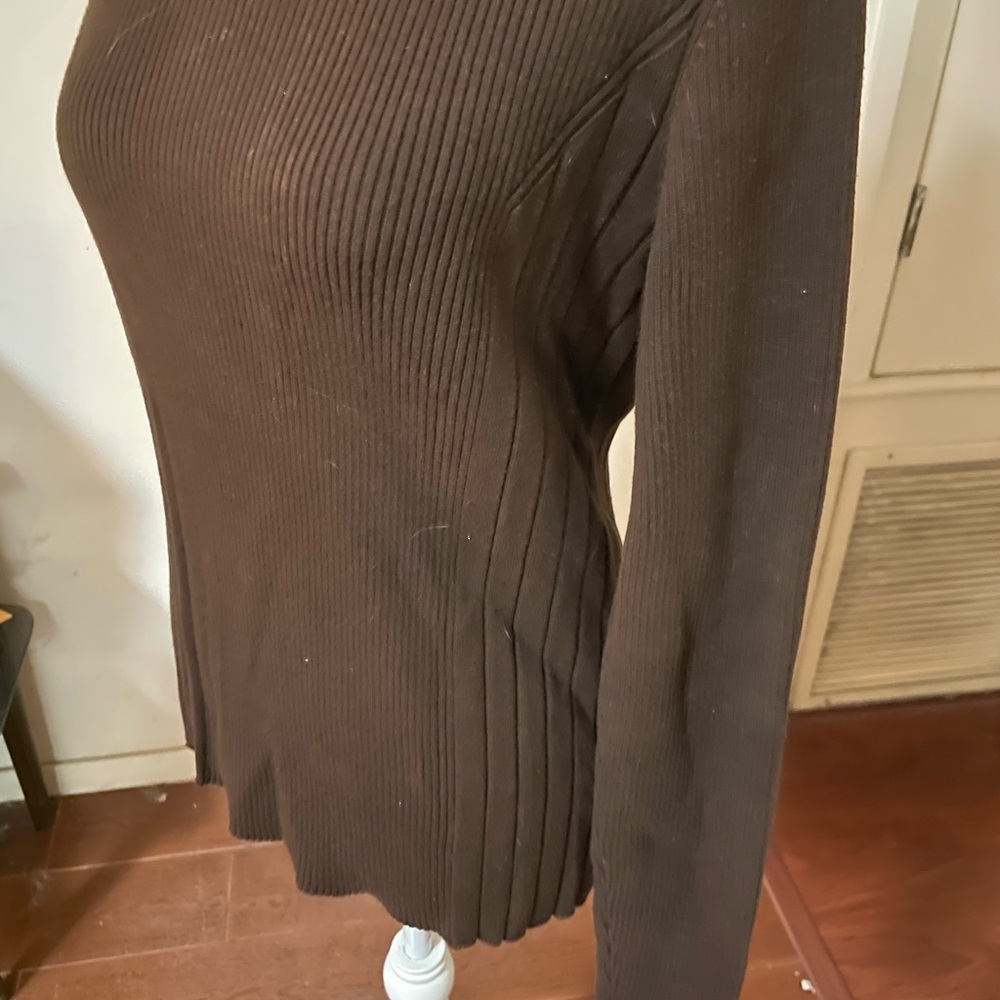 Unbranded chocolate brown ribbed design turtleneck sweater stretch size small - Picture 7 of 16